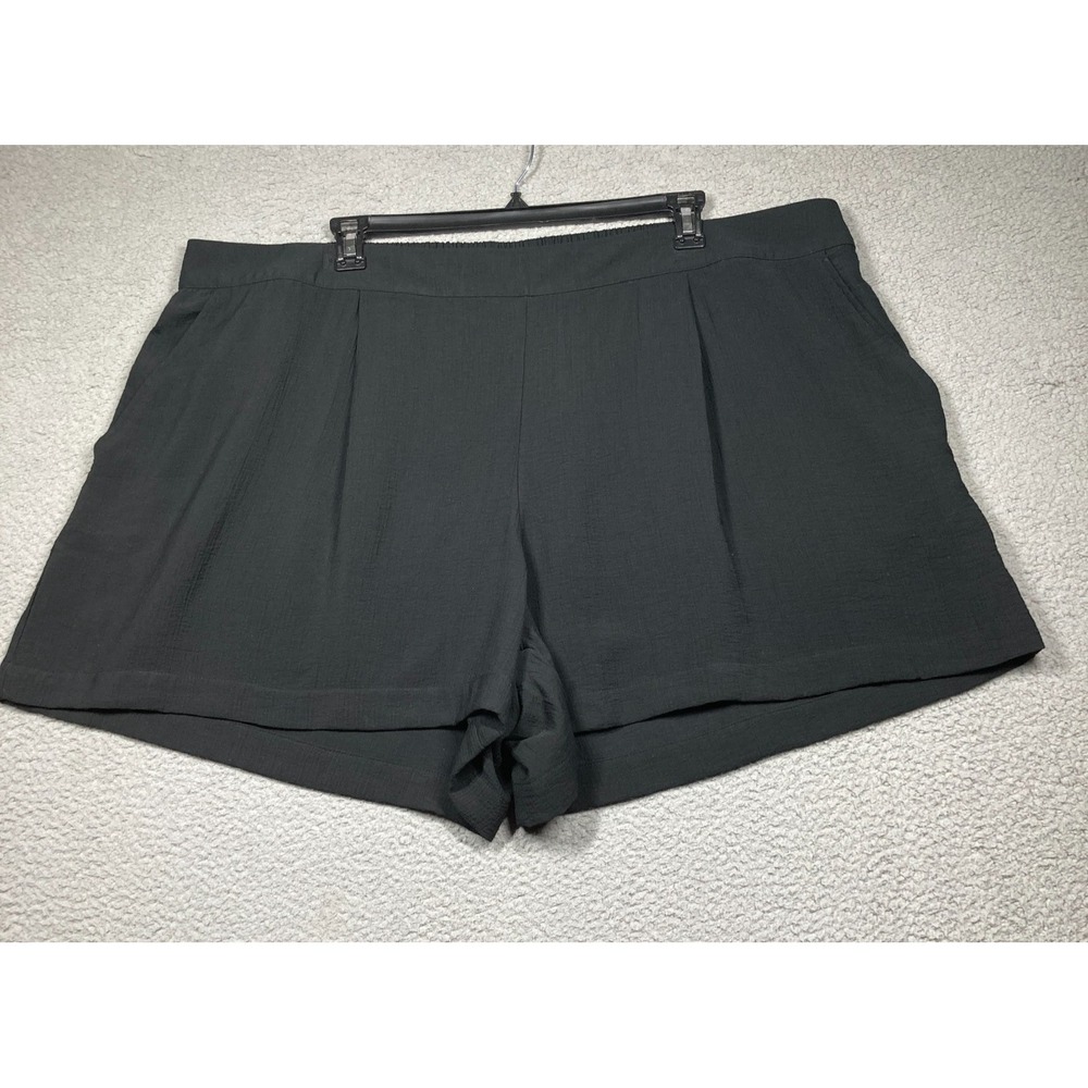 A New Day Shorts Women's‎ Plus 3X Black Pull On 4.5 inch Inseam Relaxed Flowy